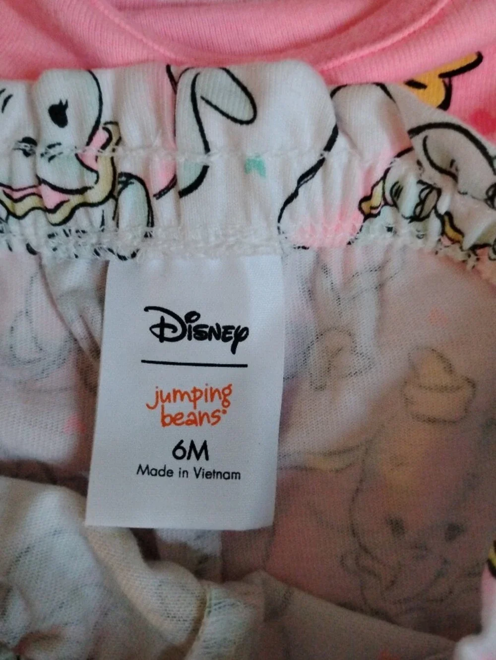 Disney Pink Dumbo Baby Bodysuit & Printed Diaper Cover/ Short Set
